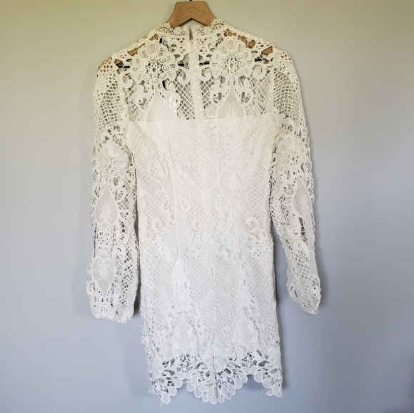 Vici x Nordstrom White Lace Long Sleeve Mini Dress Sz Small Bridal Bride - Picture 3 of 5
